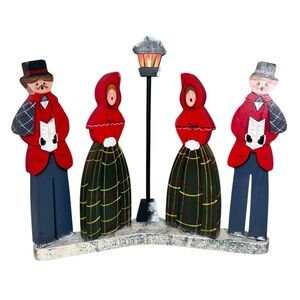 Vintage Christmas Caroling Wooden Victorian Style Figurine Handcrafted Painted